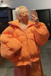 CHENPENG Orange Pleated Puffer Jacket CP20AWJ015